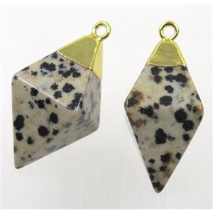spotted dalmatian jasper pendant, gold plated, approx 15-25mm [GMPDA10225]