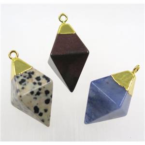 mix gemstone pendant, gold plated, approx 15-25mm [GMPDA10227]