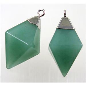 green Aventurine pendant, silver plated, approx 15-25mm [GMPDA10228]