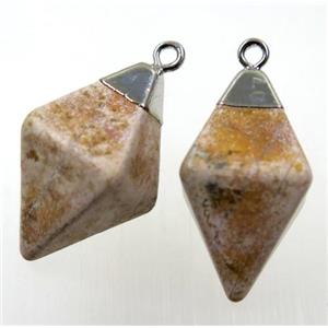 Picture Jasper pendant, silver plated, approx 15-25mm [GMPDA10230]