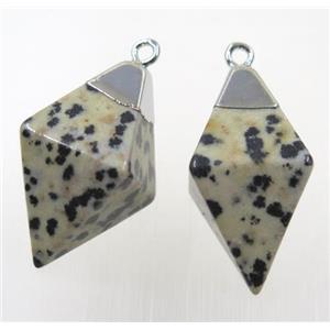 spotted dalmatian jasper pendant, silver plated, approx 15-25mm [GMPDA10233]
