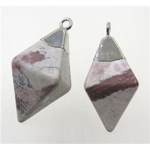 Chinese Chochu Jasper pendant, silver plated, approx 15-25mm [GMPDA10234]