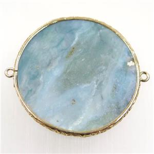 blue Amazonite connector, circle, gold plated, approx 52mm dia [GMPDA10242-52MM]