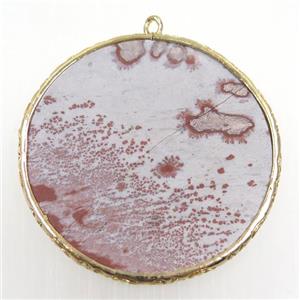 Chohua Jasper pendant, circle, gold plated, approx 52mm dia [GMPDA10248-52MM]