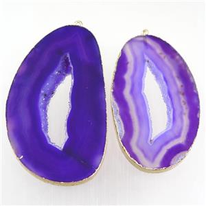purple Agate Druzy slice pendant, gold plated, approx 30-60mm [GMPDA10250]