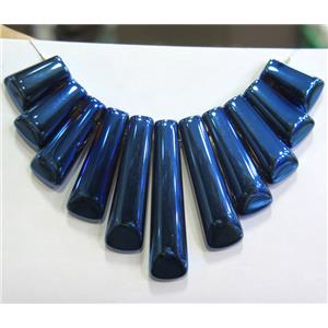 Clear Quartz pendant for necklace, jewelry sets, blue electroplated, approx 15-40mm [GMPDA2725]