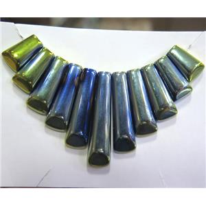 Clear Quartz pendant for necklace, jewelry sets, green electroplated, approx 15-40mm [GMPDA2726]