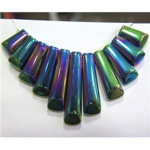 Clear Quartz pendant for necklace choker, rainbow electroplated, approx 15-40mm [GMPDA2727]