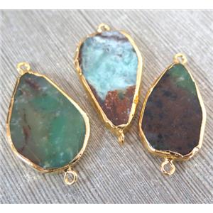 Australian Chrysoprase Connector, gold plated, approx 15-35mm [GMPDA2733]