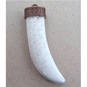 White Turquoise Horn Pendant, approx 60mm length [GMPDA2758]