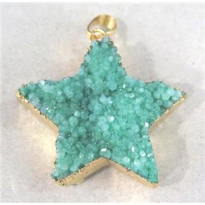 green quartz druzy star pendant, approx 25-35mm [GMPDA2763]