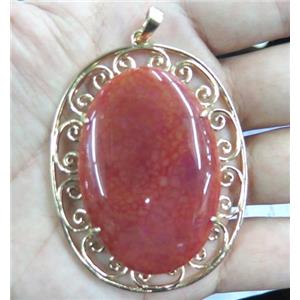 agate pendant, oval, red, approx 20-45mm [GMPDA2785]