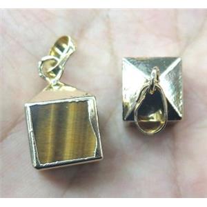 tiger eye pendant, cube, approx 12x12mm [GMPDA2786]