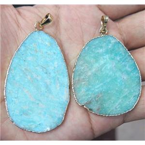 Amazonite slice pendant, green, freeform, approx 20-40mm [GMPDA2796]