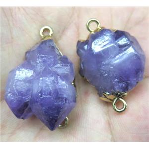 cluster Amethyst point connector, freeform, gold plated, approx 10-30mm [GMPDA2804]