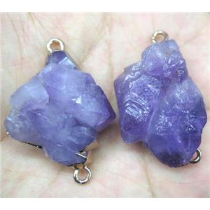 cluster Amethyst point connector, freeform, red copper, approx 10-30mm [GMPDA2806]