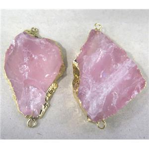 Rose Quartz Connector, freeform, gold plated, approx 15-40mm [GMPDA2810]