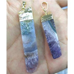 Amethyst pendant, purple, stick, approx 20-50mm [GMPDA2813]