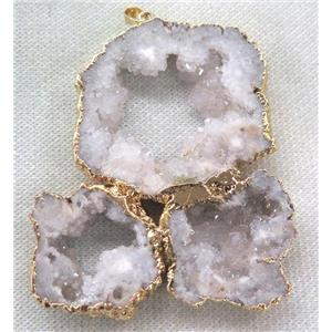 Agate Druzy slice pendant, freeform, white, approx 30-120mm [GMPDA2828]