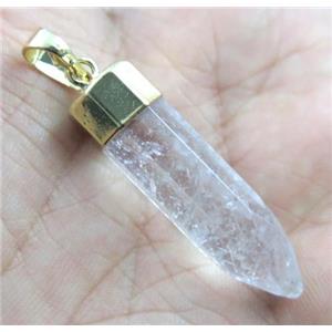clear quartz pendant, bullet, gold plated, approx 10x40mm [GMPDA2831]