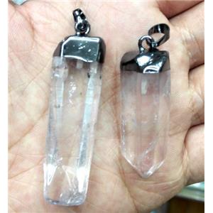 clear quartz pendant, stick, black, approx 25-40mm [GMPDA2833]