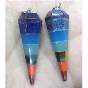 mixed gemstone Chakra pendant, bullet, approx 13x42mm [GMPDA2836]