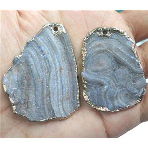 agate pendant whit druzy, freeform, approx 20-50mm [GMPDA2844]
