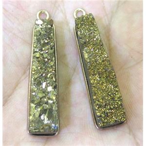 druzy agate pendant, stick, gold electroplated, approx 8-35mm [GMPDA2859]