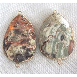 Ocean Jasper connector, faceted freeform, approx 20-35mm [GMPDA2866]