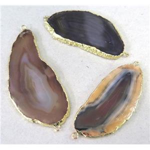 Agate slice connector, freeform, mixed color, approx 20-60mm [GMPDA2867]