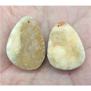 druzy quartz pendant, teardrop, approx 20-30mm [GMPDA2912]