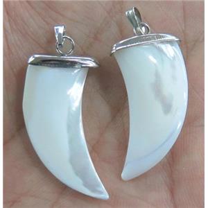 white pearl shell pendant, cattle horn, approx 14x30mm [GMPDA2913]