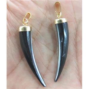 black pearl shell pendant, cattle horn, approx 6x35mm [GMPDA2915]