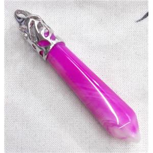 Agate pendant, stick, hotpink, platinum plated, approx 10x65mm [GMPDA2920]
