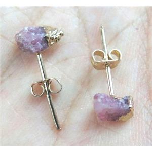 tourmaline earring studs, pink, approx 6-10mm [GMPDA2936]