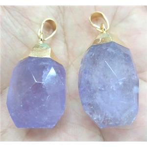 Amethyst pendant, faceted freeform, gold plated, approx 10-30mm [GMPDA2945]