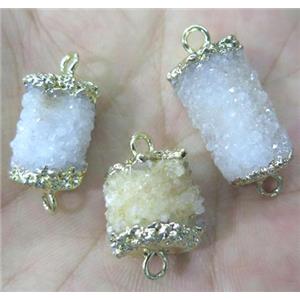 clear quartz druzy connector, tube, approx 10-25mm [GMPDA2952]