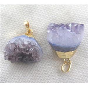 amethyst druzy pendant, freeform, approx 15-25mm [GMPDA2954]