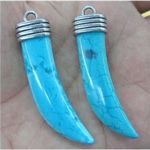 blue turquoise horn pendant, approx 55mm length [GMPDA2957]