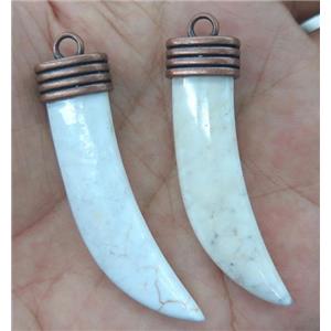 white turquoise horn pendant, approx 55mm length [GMPDA2958]