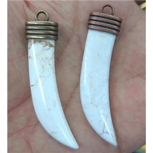 white turquoise horn pendant, approx 55mm length [GMPDA2961]