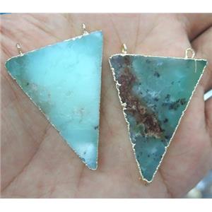 Australian Chrysoprase triangle pendant, green, approx 20-40mm [GMPDA2997]