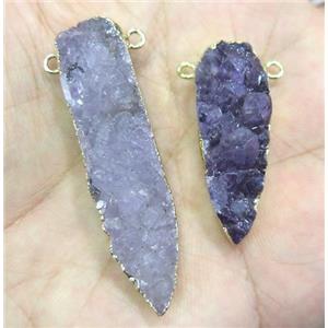 Agate Druzy bullet pendant, gold plated, approx 30-60mm [GMPDA3009]