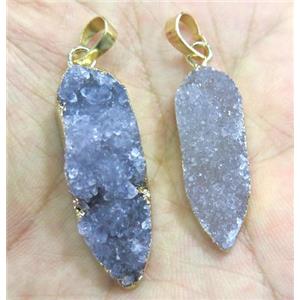druzy agate pendant, bullet, gold plated, approx 20-40mm [GMPDA3010]