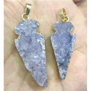 AgateDruzy pendant, arrowhead, gold plated, approx 20-40mm [GMPDA3012]