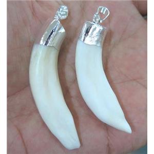 wolftooth pendant, horn, silver plated, approx 30-60mm [GMPDA3014]