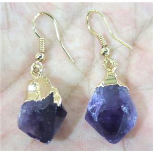 purple amethyst earring, gold plated, approx 12-18mm [GMPDA3017]