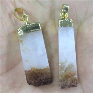 citrine stick pendant, feeform, gold plated, approx 20-45mm [GMPDA3041]