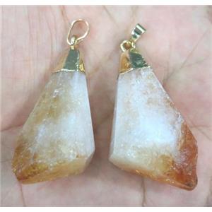 citrine pendant, freeform, gold plated, approx 20-40mm [GMPDA3042]