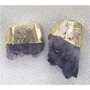 amethyst druzy pendant, gold plated, freeform, approx 15-30mm [GMPDA3054]